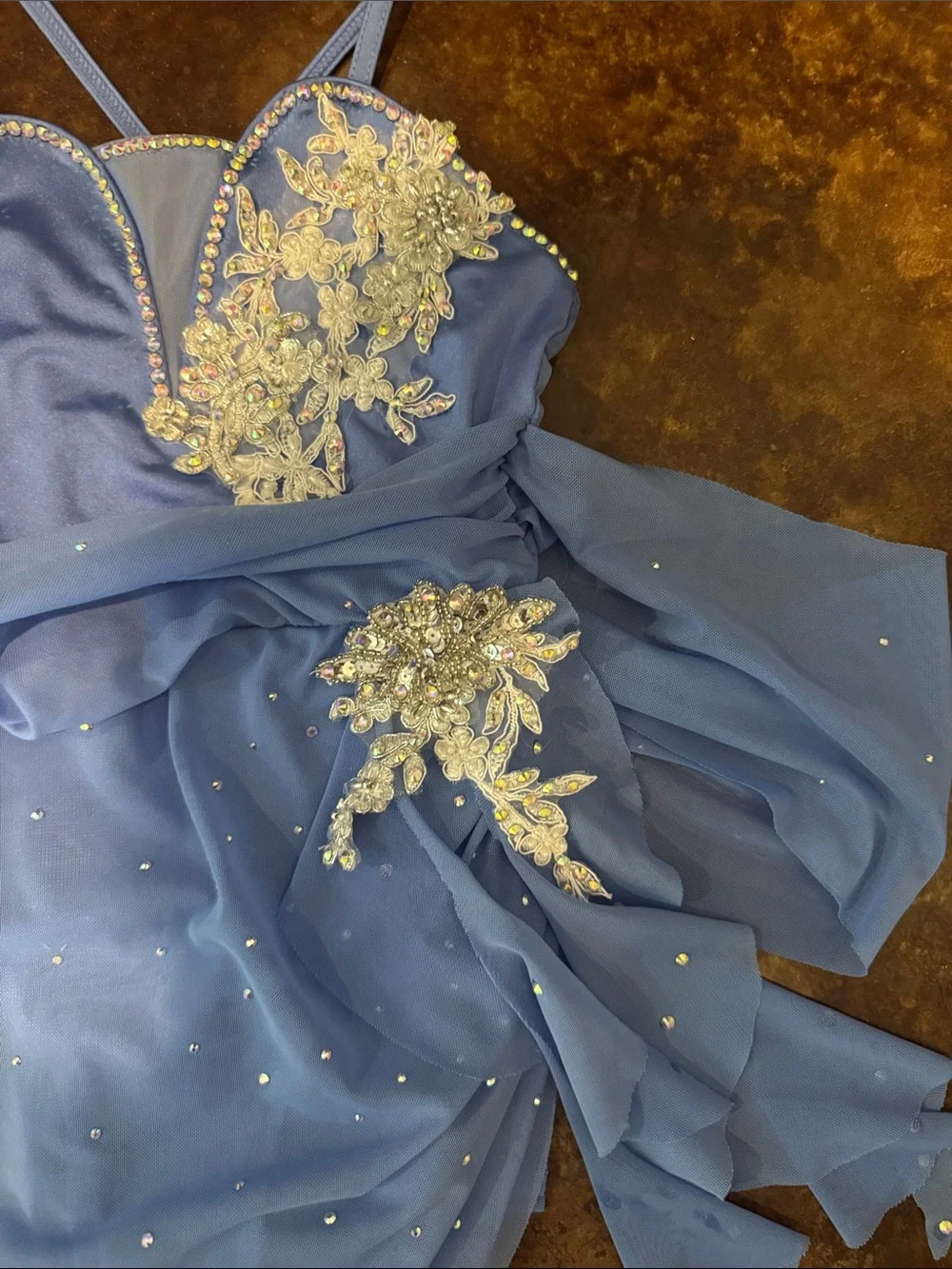 Blue  Beaded Custom Dance Costume